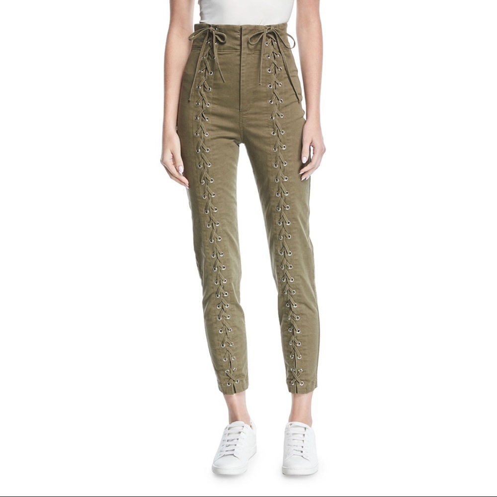 A.L.C. Kingsley High-Waist Lace-Up Skinny Pants